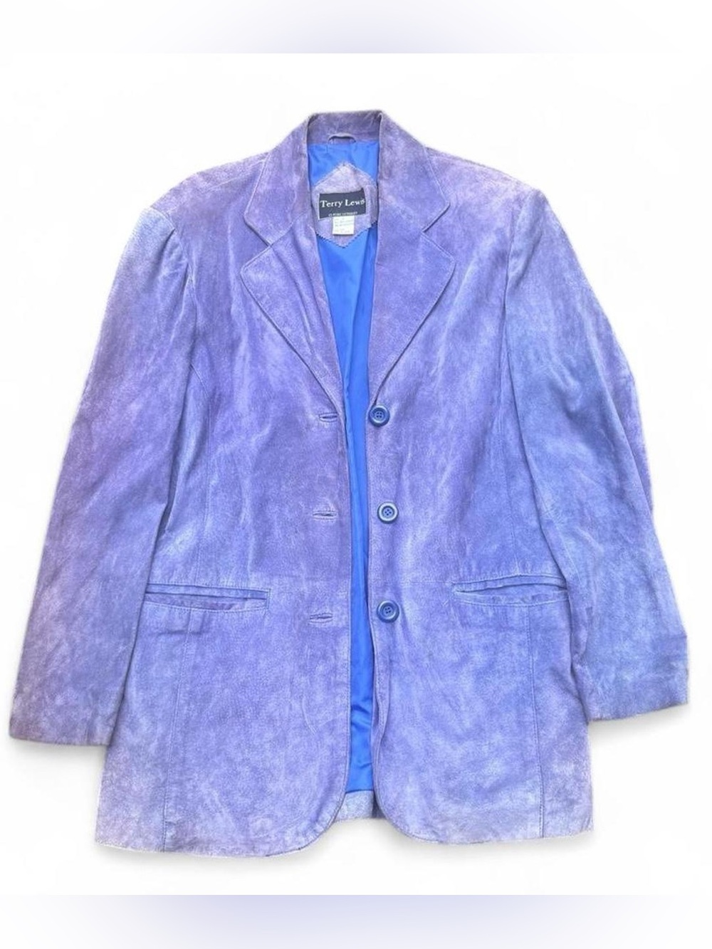 Vintage Terry Lewis suede leather blazer in indigo
